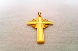 Rare & Vintage 18ct Gold Chinese Religious Cross Pendant Circa 1949