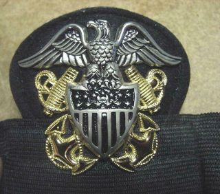 Us Navy Officer Dress Visor Hat Eagle And Band Mount