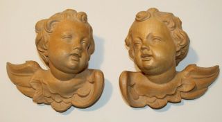 Vintage Hand Carved Wood Figures Baby Angels Wall Art By Henry Roth Of Germany