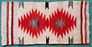 Navajo Gallup Rug,  Hand Spun,  Hand Woven Wool,  17 " By 35 ",  Vintage / Antique