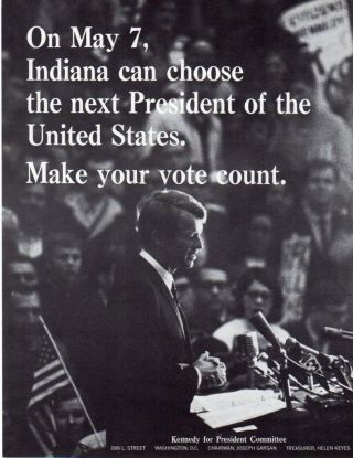 1968 Robert Kennedy For President Campaign Flyer