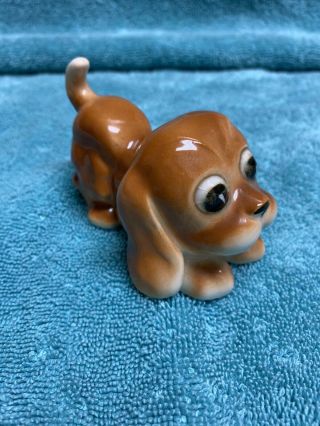 Vintage Occupied Japan Porcelain Hound Dog Figurine 2&1/2” Tall