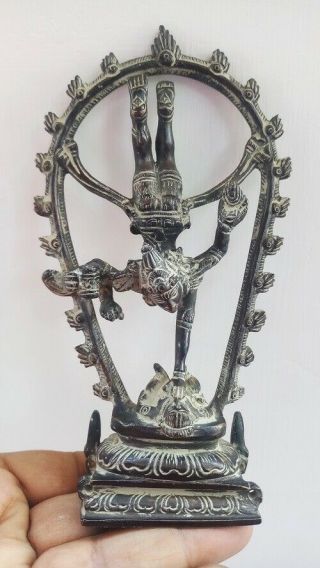 Antique Old Rare Brass Hand Carved Hindu God Shiva Natraj Dancing Shiv 6 " Statue