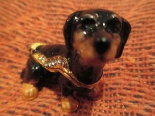 61124 The Doxie Pup Jeweled & Enamel Trinket Box Boutique Miniature