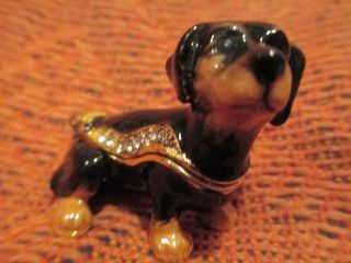 61124 THE DOXIE PUP JEWELED & ENAMEL TRINKET BOX BOUTIQUE MINIATURE 2