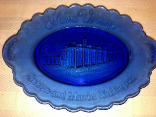 Mount Vernon Cobalt Blue Glass George And Martha Washington Dish Plate