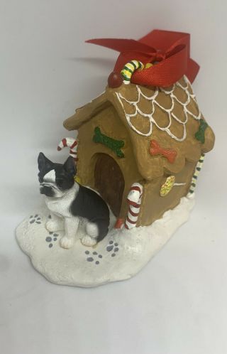 Boston Terrier Dog Ginger Bread House Christmas Ornament