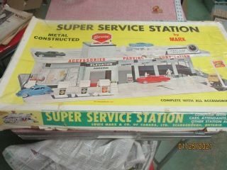 Vintage Marx Metal Service Station Playset Unbuilt 3475