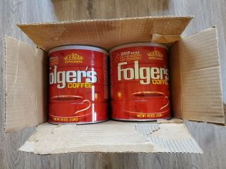 Attic Find Vintage Folger’s Coffee Tin Can,  3 LBS,  7 