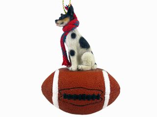 Rat Terrier Dog Football Sports Figurine Ornament