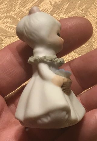 Vintage Enesco Small Porcelain Girl Figurine 2 1/4” Great Details H415 3