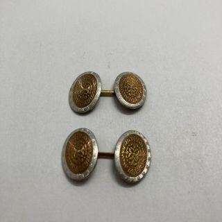 Vintage 14k Rose & White Gold Double Sided Cufflinks Art Deco 2