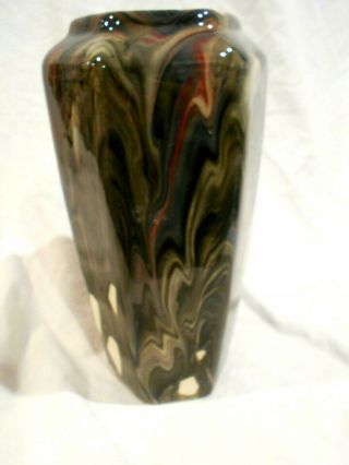 Vintage 1914 Weller Marbleized 9 1/2 Hexagonal Vase