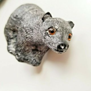 Wolf Canada Hand Carved Soap Stone Black Grizzly Bear Amber Eyes Figurine 2
