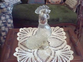 Vintage Clear Glass Rooster Chicken Decanter
