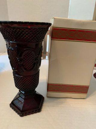 Avon Vintage Collectible 1876 Cape Cod Deep Ruby Red Glass Flower Vase 8 1/2 "