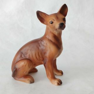 Chihuahua Dog Figurine Porcelain Vintage Brown Japan Sitting 4 - 3/4 "