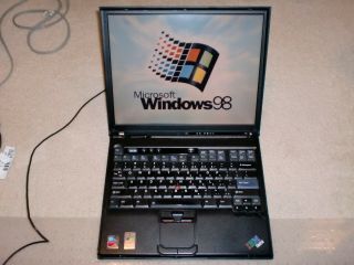 Vintage Ibm Thinkpad T40 Laptop Windows 98 Se Gaming,  Great