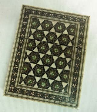 19thc Antique Anglo Indian Micro Mosaic Inlaid Card Case