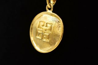 Givenchy Signed Vintage Reversible Pendant Necklace Gold G Logo Runway Rare Binp