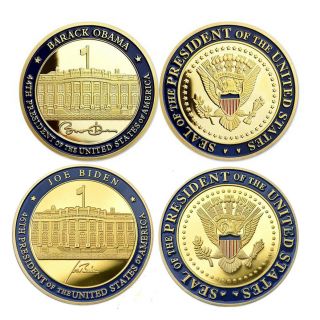 44&46th Us President Obama & Biden Presidential Signature Challenge Gold Coin