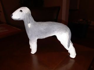 Large Bedlington Terrier Figurine Handmade Vintage 8 Inch Long 6.  5 Inch Tall