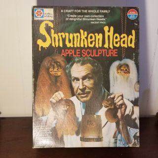 Vtg Vincent Price Shrunken Head Apple Sculpture Kit Milton Bradley 1975 Whiting
