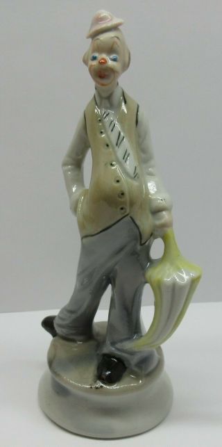 Vintage Ardco Porcelain Clown Figurine With Umbrella