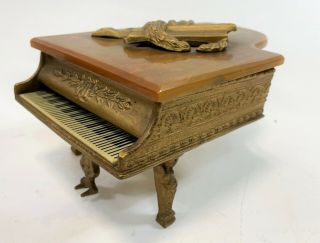 Rare Vintage 7 " Bakelite Top Cast Iron Grand Piano Dixieland Wind Up Music Box