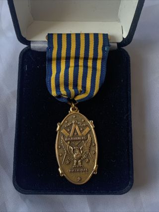 Vintage Masonic Sojourners National Medal Pin & Ribbon Masons Ceremonial
