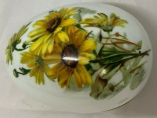 Chamart Limoges Med Hand Painted Multi Flowers Theme Egg Shape Trinket Box