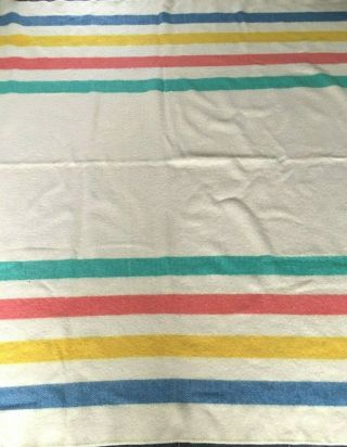 Vintage Orr Felt & Blanket Co Health Blanket 100 Wool Stripe 76x77 " 4 Colors