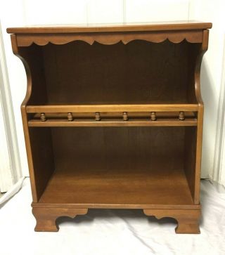 Vintage Carved Maple Wood 2 - Tier Bookcase Book Shelves With Gallery Rail -