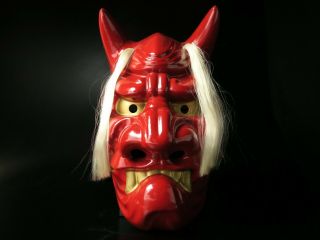 Japanese Handmade Buryu Mask Noh Kyougen Kagura Demon Mask Bugaku