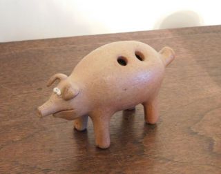 Terra Cotta Pig Figurine - Clay Whistle By The Whistle - Cute