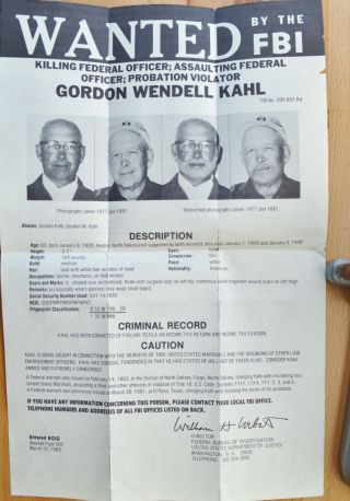Wanted Poster,  Fbi Circa 1983,  Gordon Wendell Kahl