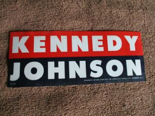 1960 Jfk John Kennedy Lyndon Johnson Paper Campaign Presidential Sign