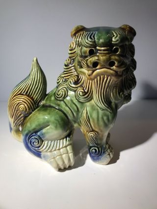 Vintage Large Chinese Asian Ceramic Foo Dog Fu Lion 7.  5 "