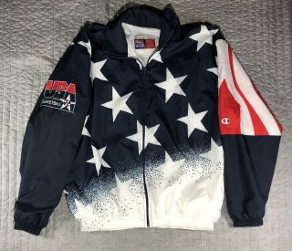 Vintage 1996 Champion Dream Team Usa Basketball Olympic Atlanta Jacket L/xl