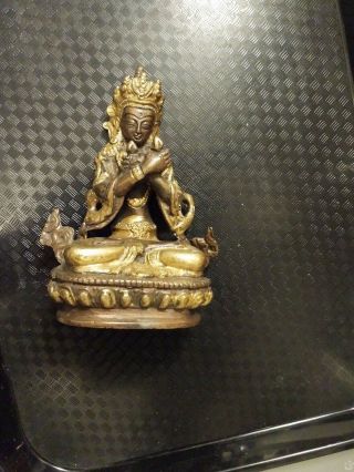 Tibetan Buddhism Chinese Old Bronze Gilt Buddha Statue
