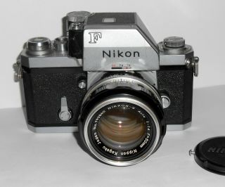 Vintage Nikon F Photomic W/ Nikkor S Auto 1:1.  4 50mm Lens - Made In Japan