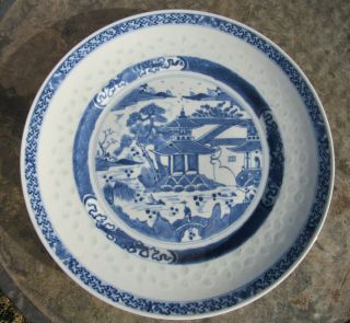 Antique Large Chinese Export Porcelain Blue And White Plate 10 1/4 "