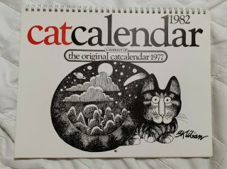 Vintage The Cat Calendar 1982 Illustrations By B.  Kliban 12 Prints Vg