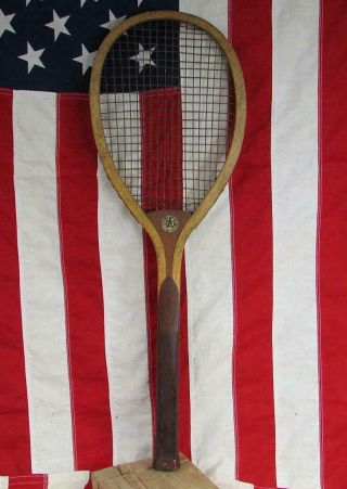 Vintage 1920s Ashland Wood Tennis Racquet Favorite Model Chicago Antique Racket