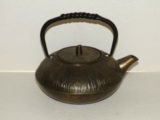 Vintage Japanese Cast Iron Tetsubin Teapot With Infuser Water Kettle Tea Signed