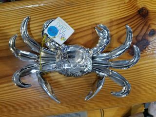 9 Inch Electro Plated Crab,  nautical decor,  crab figurine,  silver lifelike crab 2