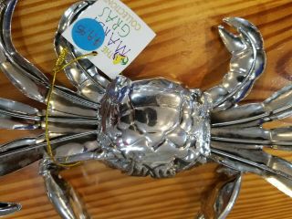 9 Inch Electro Plated Crab,  nautical decor,  crab figurine,  silver lifelike crab 3