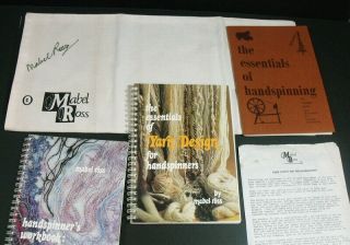 Rare Vintage Autographed Mabel Ross Knee Cloth And 3 Books For Handspinning