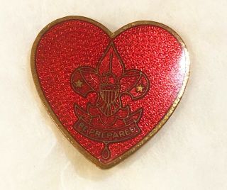 Vintage Bsa Boy Scout Lapel Pin Red Cloisonne Heart Parent Life Rank