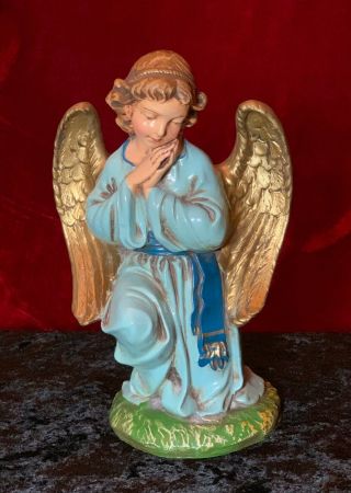 Large Papier Mache “fontanini” Nativity Blue Angel Figure Italy Great Vintage